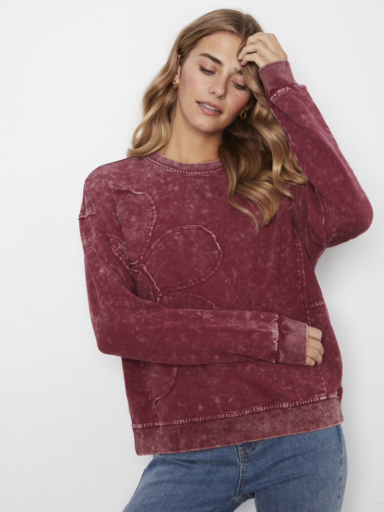 CHARLIE B. MERLOT FLORAL TOP