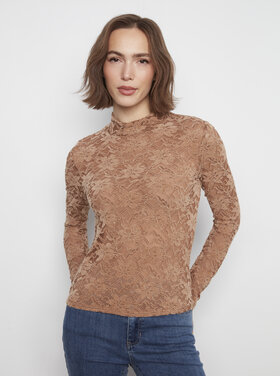 CHARLIE B. VICTORIAN LACE MOCK NECK TOP