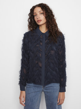 CHARLIE B. MARINE FRINGE BUTTON BLOUSE