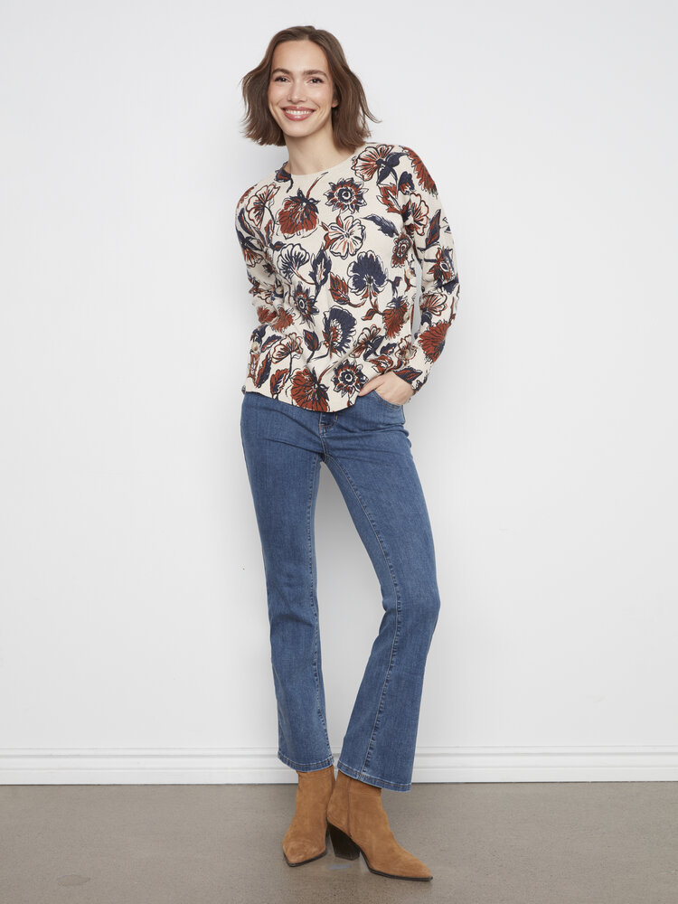 CHARLIE B. FANTASY FLORALS KNIT TOP