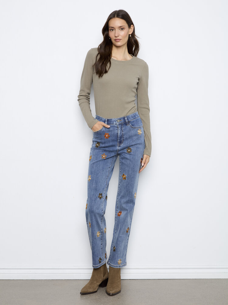 CHARLIE B. CAFE FLORAL STRAIGHT JEAN