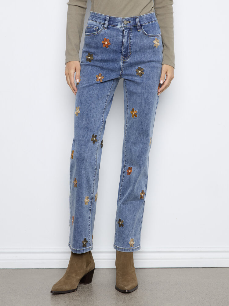 CHARLIE B. CAFE FLORAL STRAIGHT JEAN