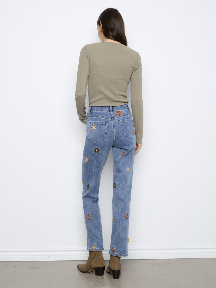 CHARLIE B. CAFE FLORAL STRAIGHT JEAN
