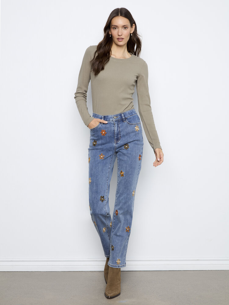 CHARLIE B. CAFE FLORAL STRAIGHT JEAN