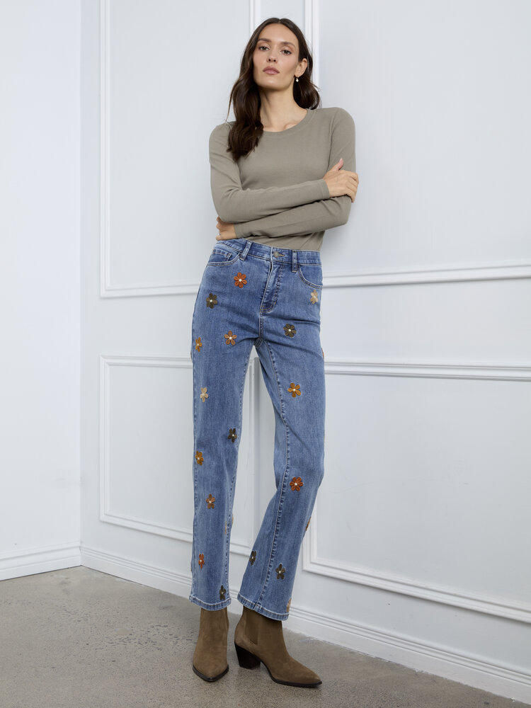 CHARLIE B. CAFE FLORAL STRAIGHT JEAN