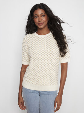 CHARLIE B. ECRU HONEYCOMB KNIT TOP