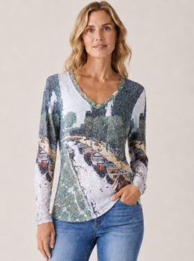 CARINE VENICE VIEW V-NECK TOP
