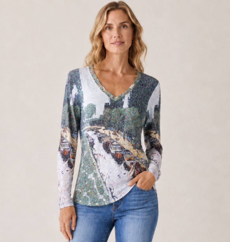 CARINE VENICE VIEW V-NECK TOP