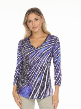 FRANK LYMAN SAPPHIRE BURST V-NECK TOP
