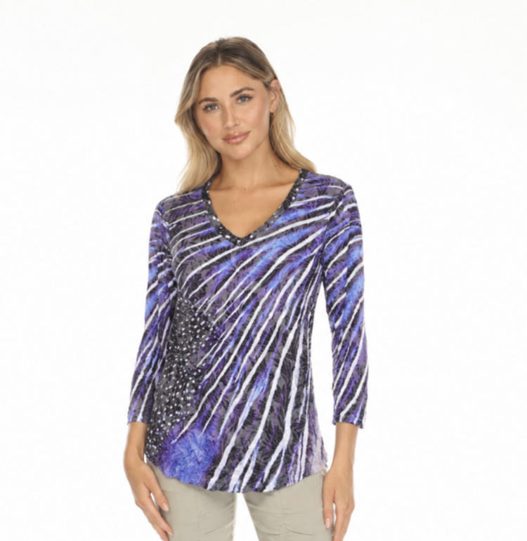 FRANK LYMAN SAPPHIRE BURST V-NECK TOP