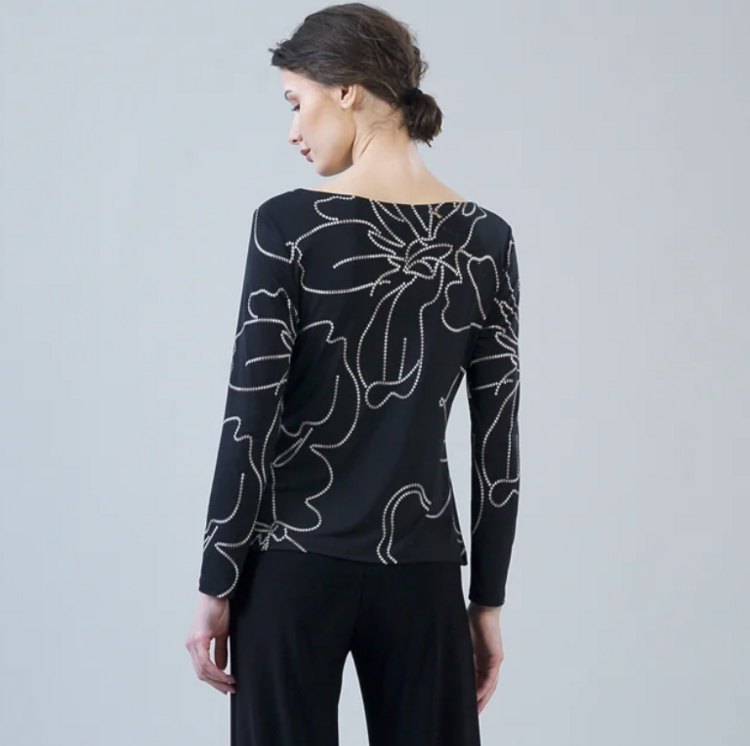CLARA SUNWOO FLORAL STARLIGHT SIDE TWIST TOP