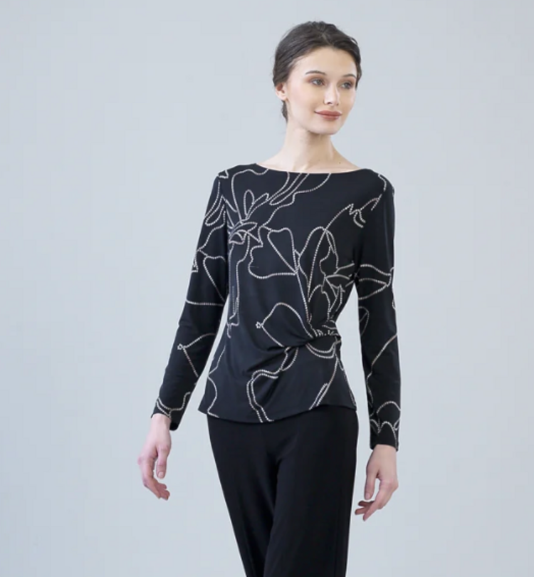 CLARA SUNWOO FLORAL STARLIGHT SIDE TWIST TOP