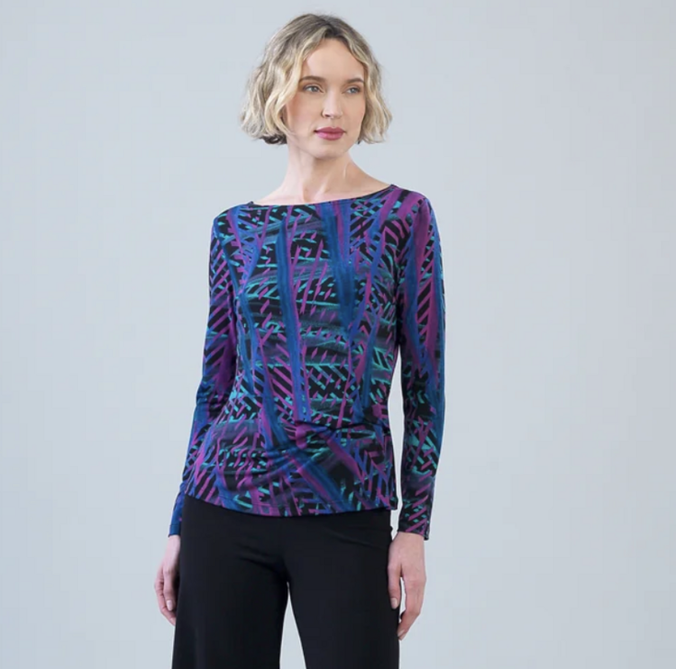 CLARA SUNWOO FUCHSIA TROPICS SIDE TWIST TOP