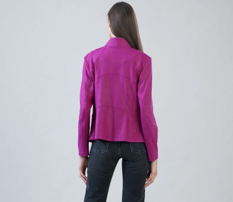 CLARA SUNWOO MAGENTA LIQUID LEATHER JACKET
