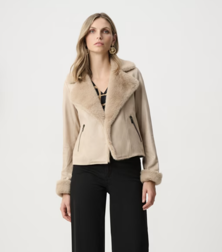 JOSEPH RIBKOFF LUXE FUR COLLAR DRESS