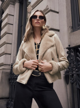 JOSEPH RIBKOFF LUXE FUR COLLAR DRESS