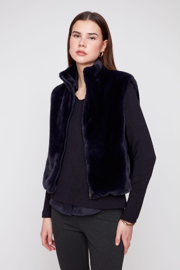 RENUAR MINK FAUX FUR KNIT VEST