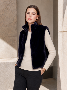 RENUAR MINK FAUX FUR KNIT VEST