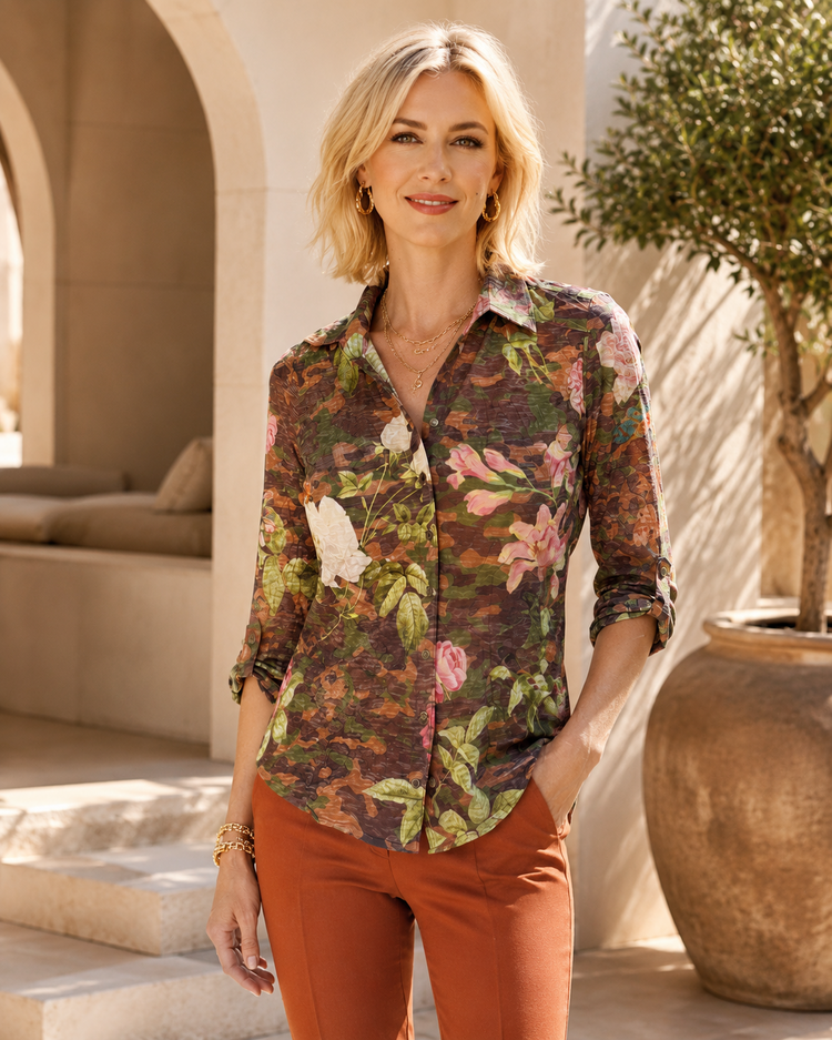 DAVID CLINE CAMO FLORAL KNIT SHIRT