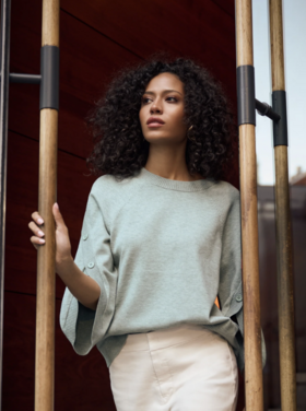 JOSEPH RIBKOFF MINT STATEMENT SWEATER