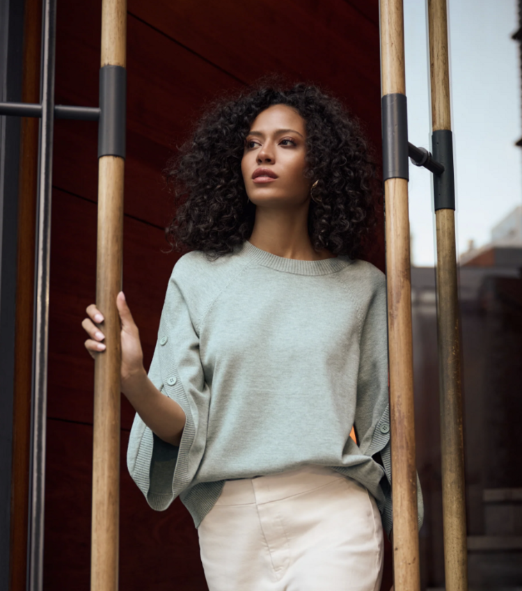 JOSEPH RIBKOFF MINT STATEMENT SWEATER