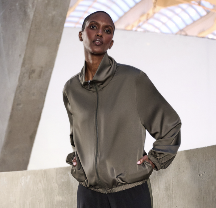JOSEPH RIBKOFF AVOCADO  SATIN JACKET