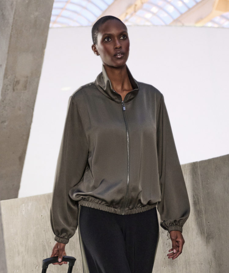 JOSEPH RIBKOFF AVOCADO  SATIN JACKET