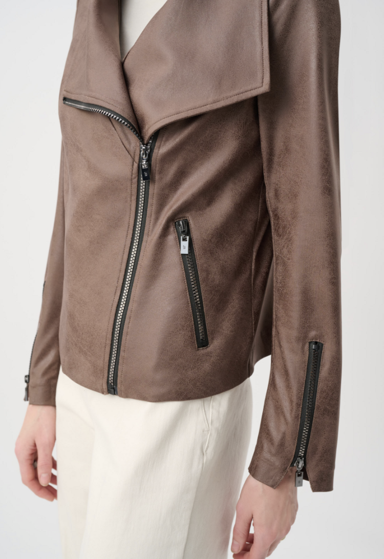 JOSEPH RIBKOFF SUEDED MINK AVIATOR JACKET