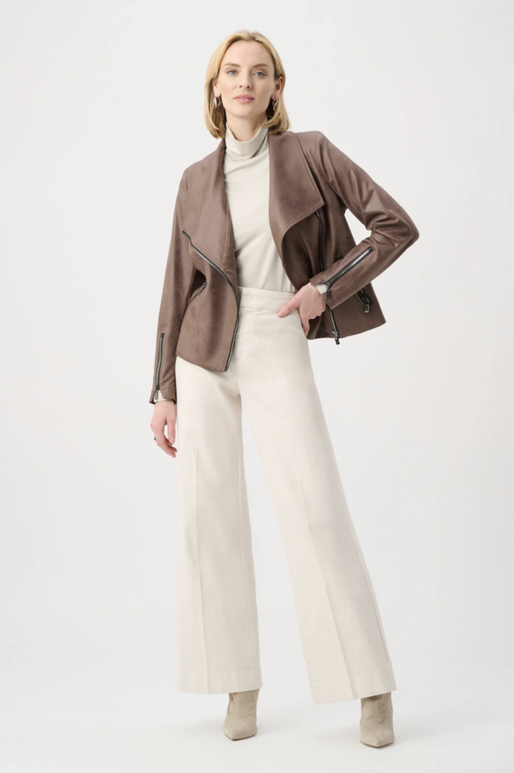 JOSEPH RIBKOFF SUEDED MINK AVIATOR JACKET