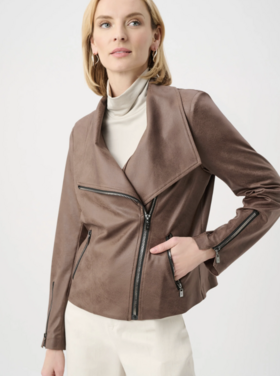 JOSEPH RIBKOFF SUEDED MINK AVIATOR JACKET