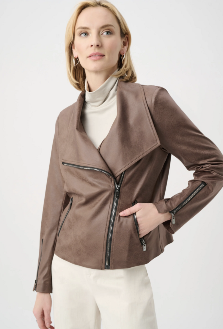 JOSEPH RIBKOFF SUEDED MINK AVIATOR JACKET