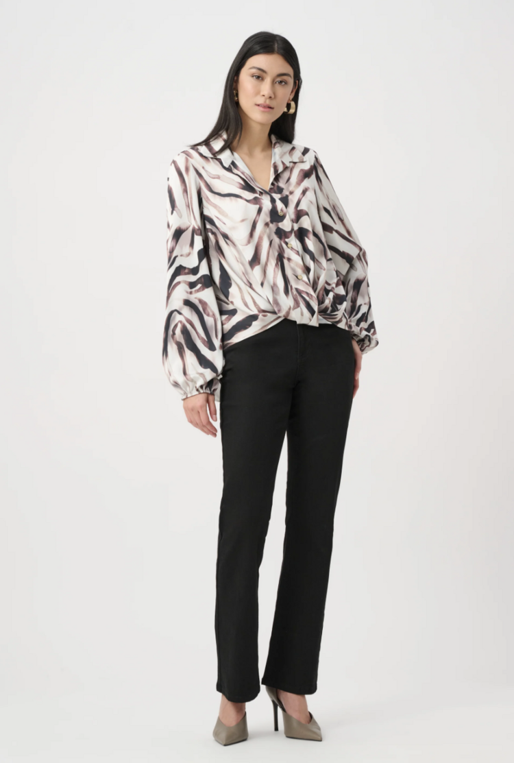 JOSEPH RIBKOFF MOCHA FERN BLOUSE