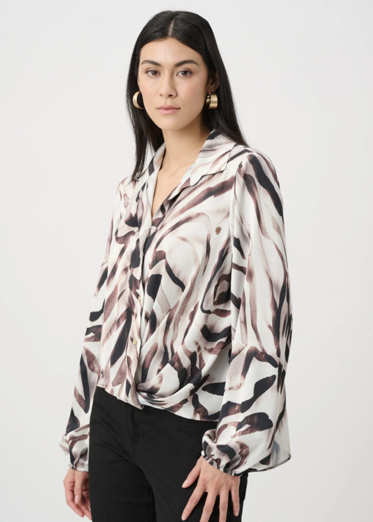 JOSEPH RIBKOFF MOCHA FERN BLOUSE