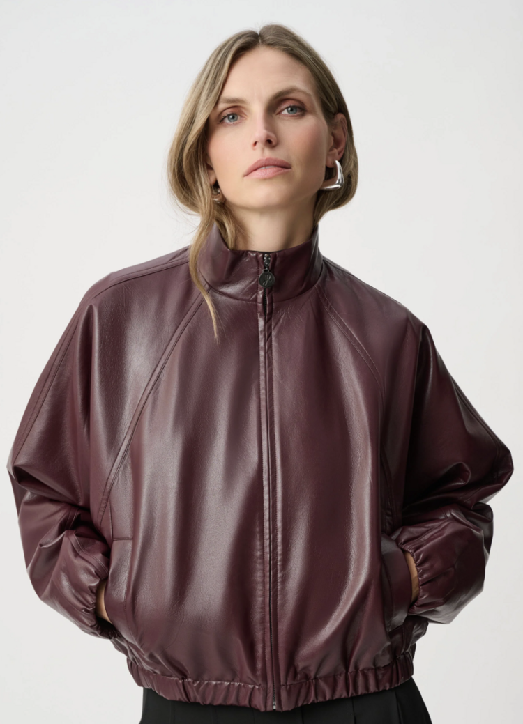 JOSEPH RIBKOFF MERLOT LEATHERETTE JACKET