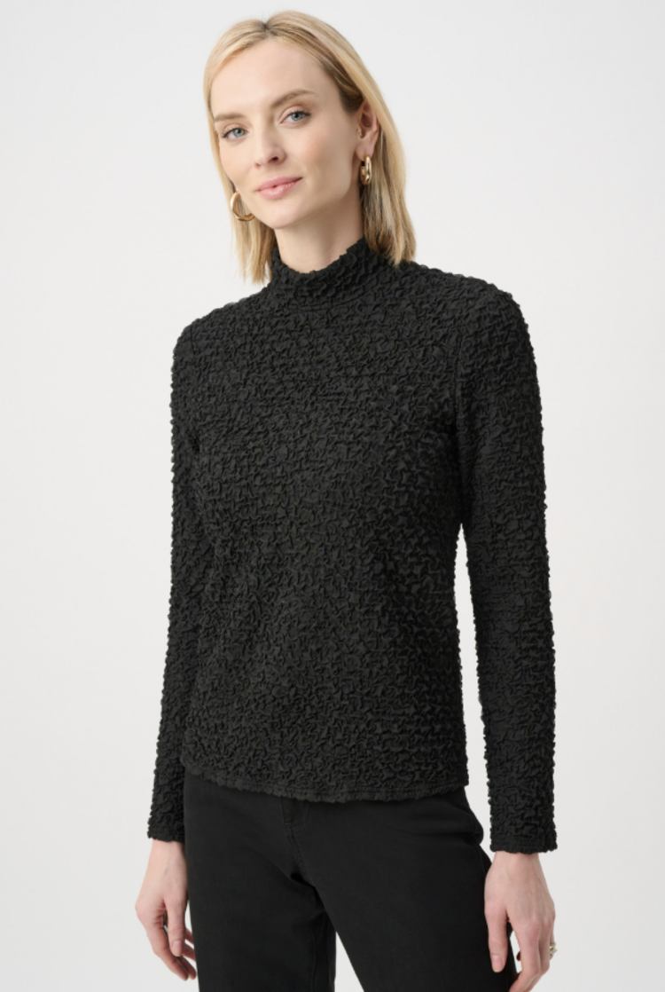 JOSEPH RIBKOFF MOCK NECK CRINKLE TOP