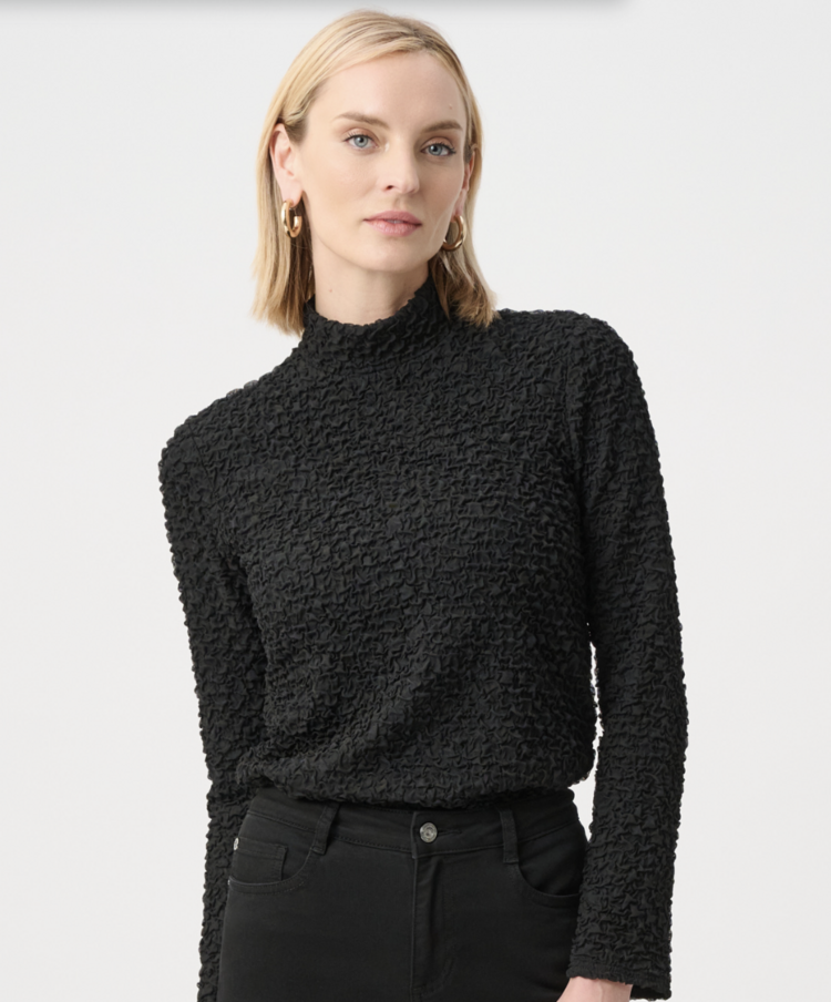 JOSEPH RIBKOFF MOCK NECK CRINKLE TOP
