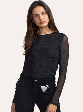 OO LA LA JET CRYSTAL MESH TOP