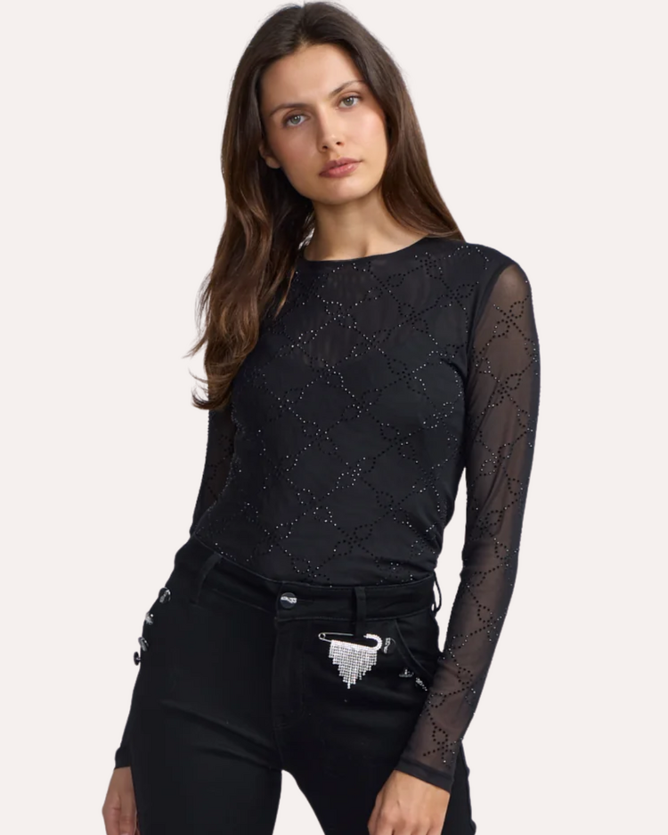 OO LA LA JET CRYSTAL MESH TOP
