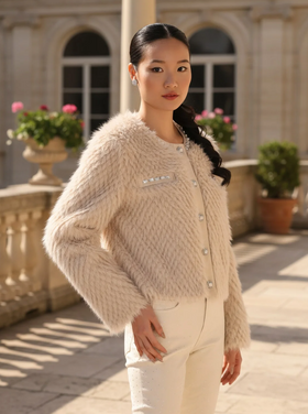 FRANK LYMAN OPERA FAUX FUR JACKET