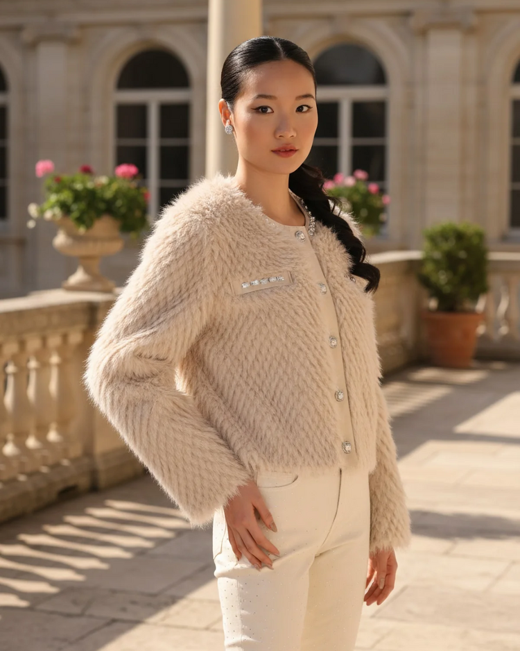 FRANK LYMAN OPERA FAUX FUR JACKET