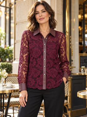 FRANK LYMAN CHERRY LACE BLOUSE
