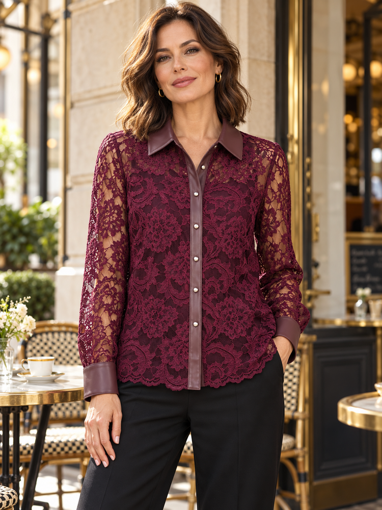 FRANK LYMAN CHERRY LACE BLOUSE