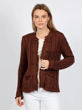 ELLIOTT LAUREN MOCHA CABLE CARDIGAN