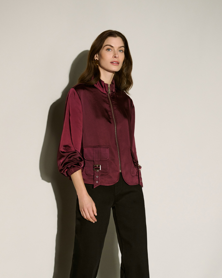 JOSEPH RIBKOFF ELDERBERRY SATIN JACKET