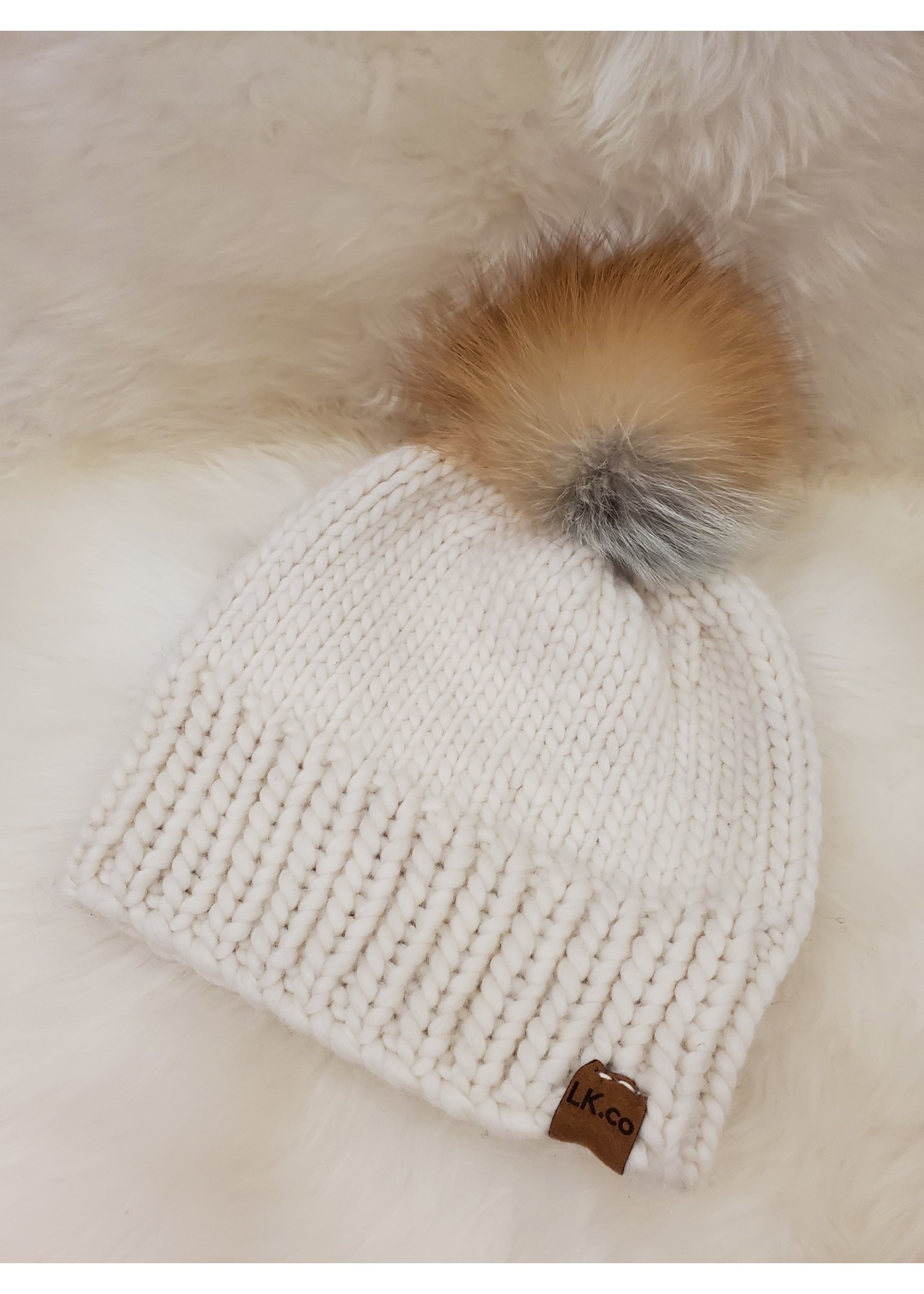 LITTLE KNITS HAND-KNIT BEANIE WITH RED FOX