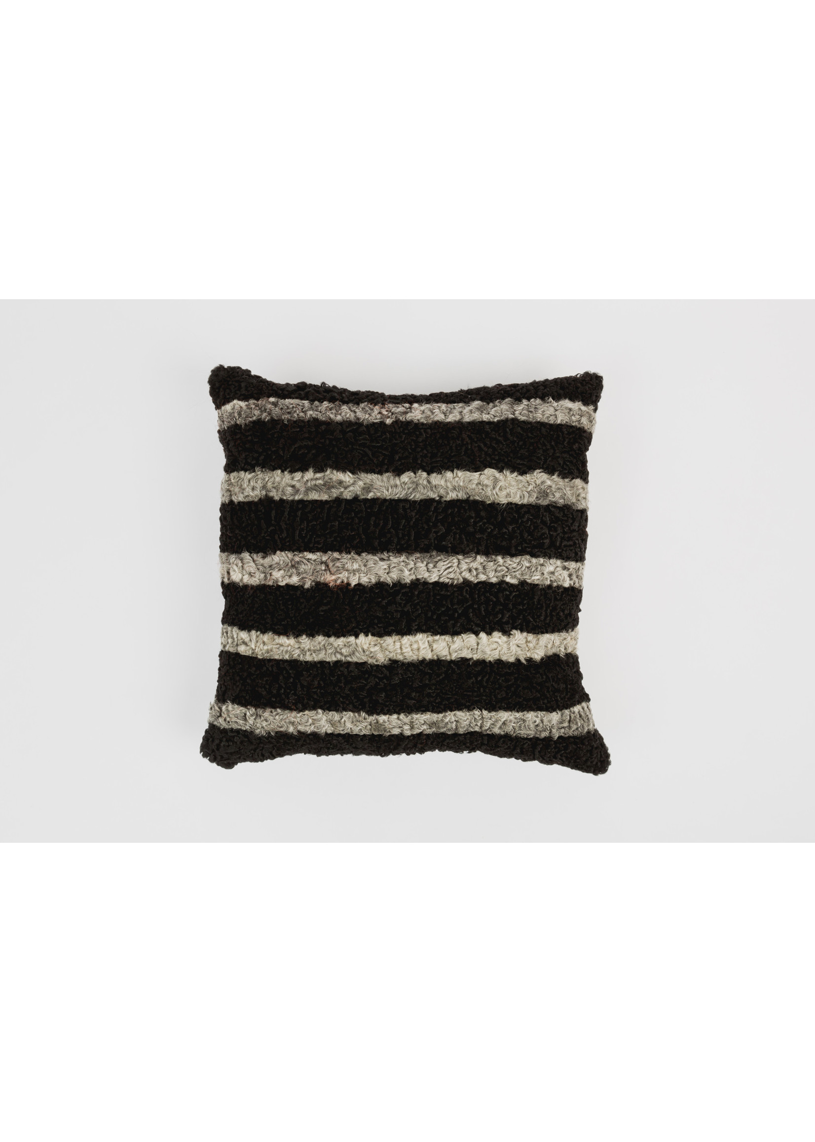 FURTHER UPCYCLED STRIPED FUR PILLOW 18"x18"