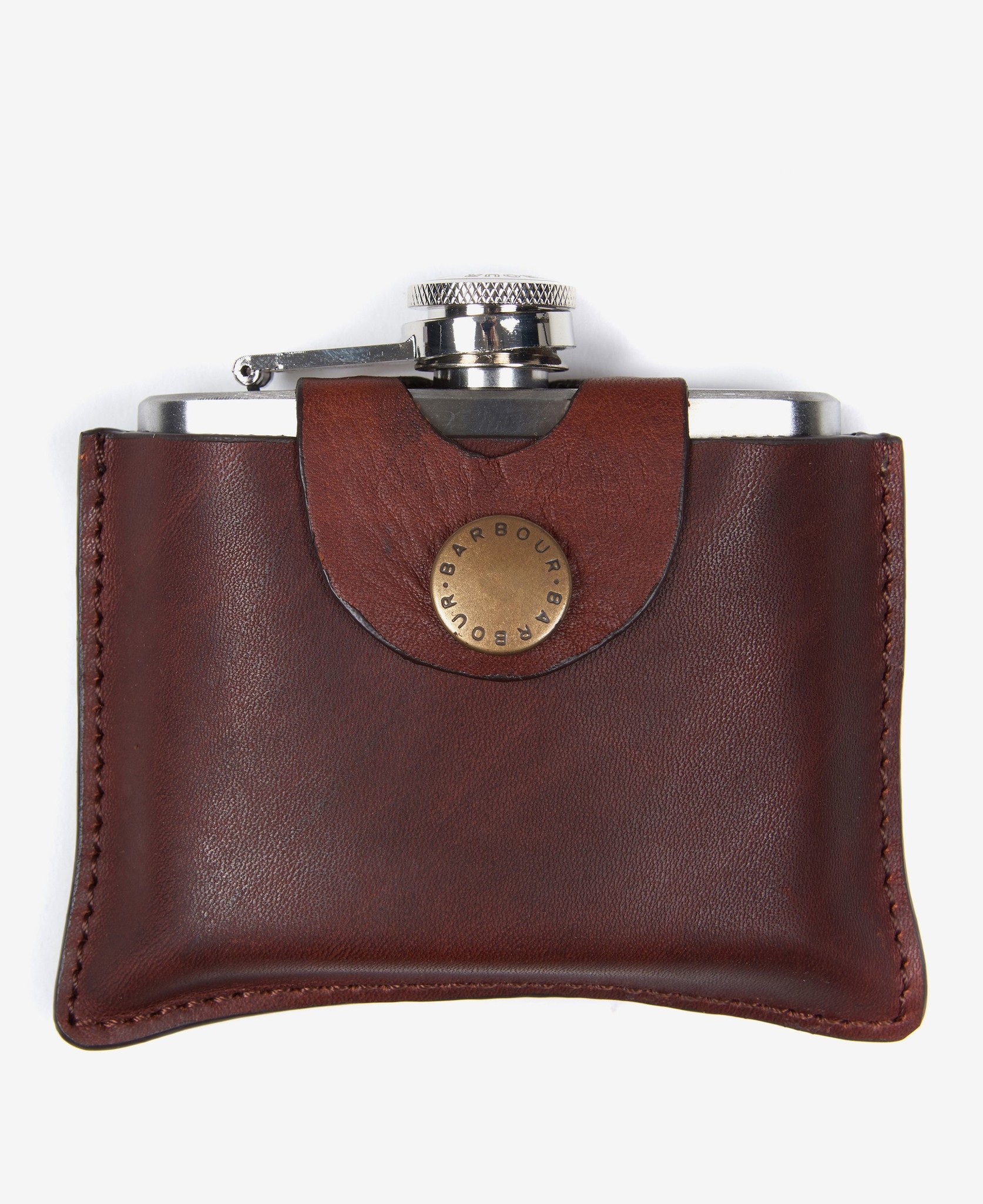 Barbour Hip Flask | Dark Brown Leather | MAC0260-DBR
