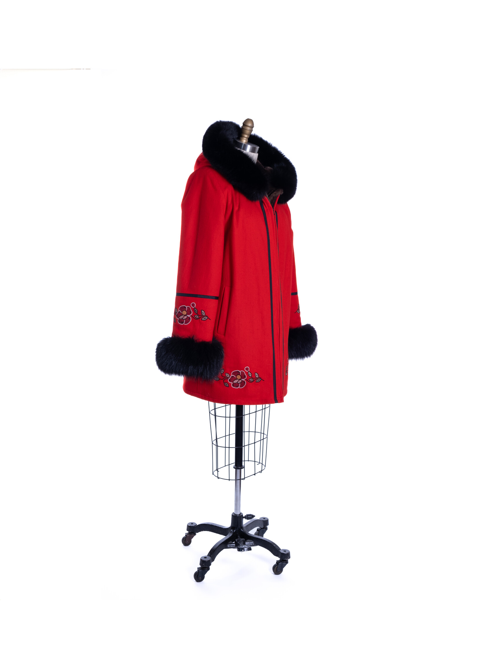 D'Arcy Moses for Further BAFFIN PARKA 12 RED, NATURAL BEAVER, LORO PIANA DOE SKIN