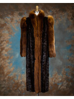 MAHOGANY MINK PIECES COAT W. FOX