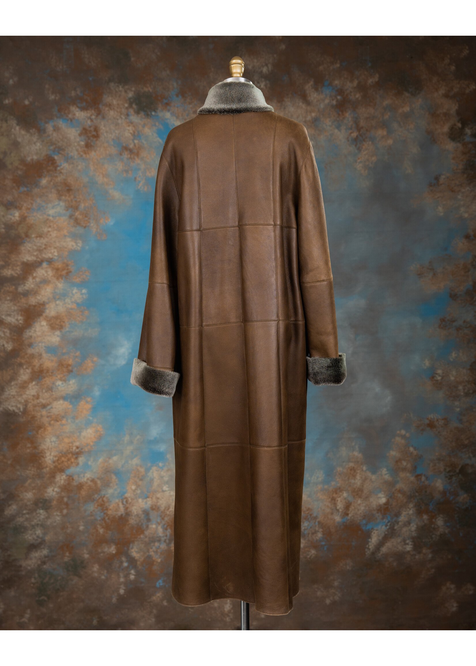 CARAMEL & GREY SHEEPSKIN COAT 10-12